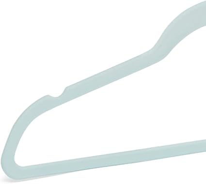 Amazon Basics Slim, Velvet Non-Slip Clothes Hangers 50-Pack Mint Green/Silver