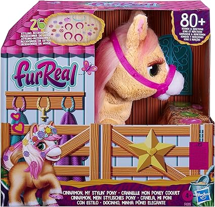 Hasbro FurReal Cinnamon, My Stylin’ Pony Toy, 14-Inch Electronic Pets, 80+