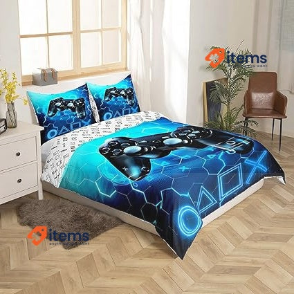 Homemissing Gaming Duvet Cover Kids 220 X 240 Cm Blue Gamer Video Game Bedding