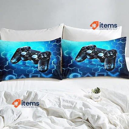 Homemissing Gaming Duvet Cover Kids 220 X 240 Cm Blue Gamer Video Game Bedding