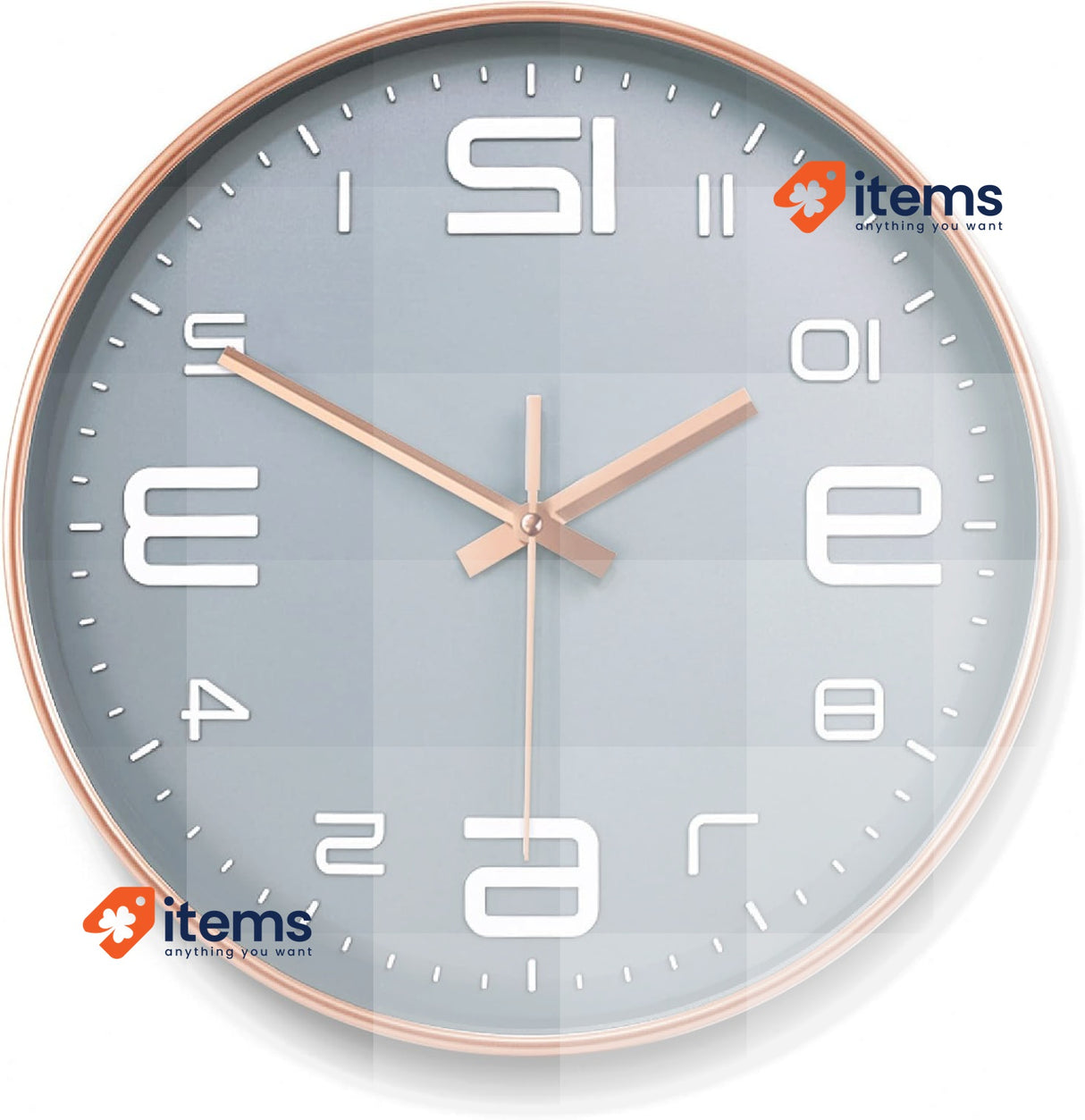 MULEVIP Analogue Wall Clock 12 inch Without tick sounds, Quartz Grey