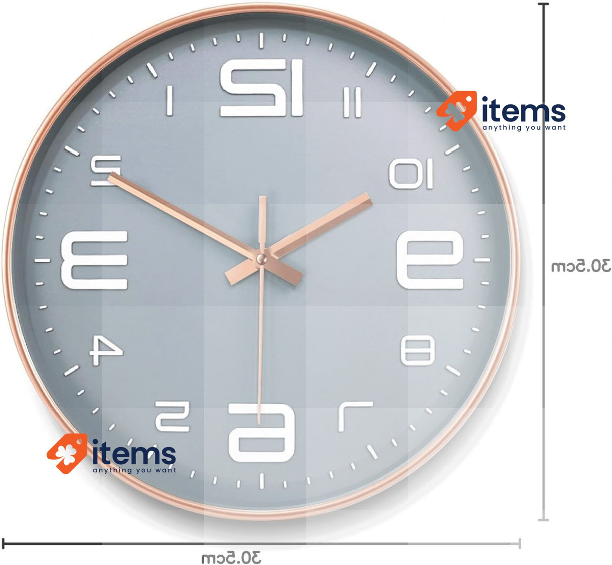 MULEVIP Analogue Wall Clock 12 inch Without tick sounds, Quartz Grey