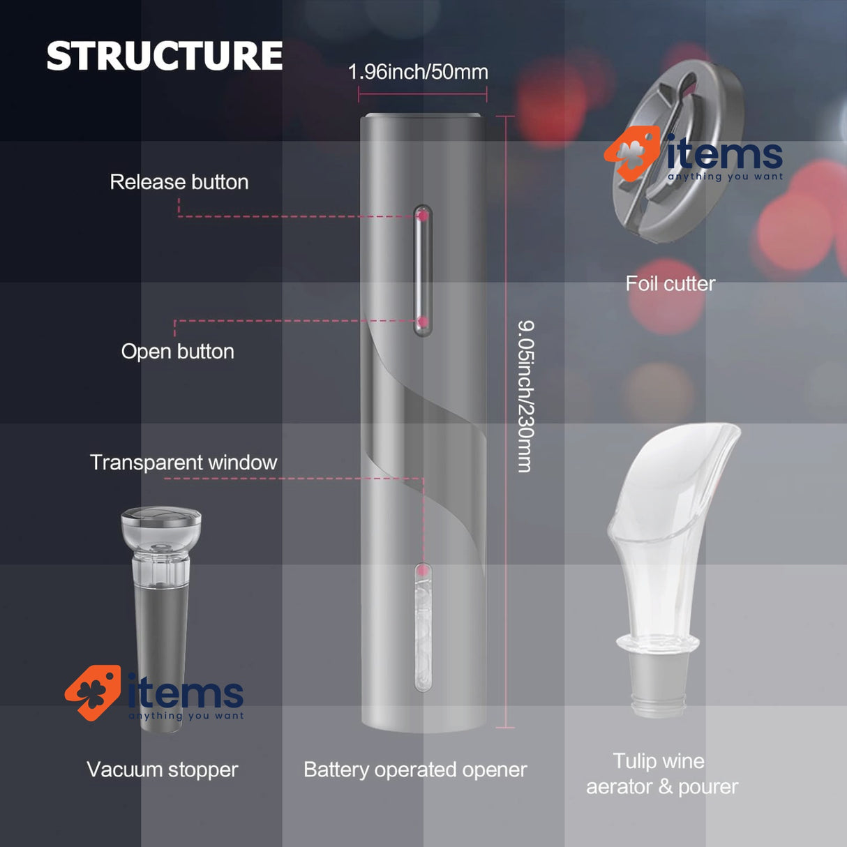 EBUYFIRE Electric Wine Bottle Opener Set, Wireless Electric Corkscrew Black