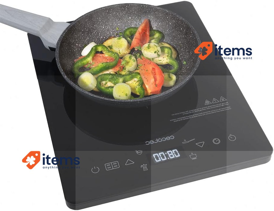 Cecotec Crystal Onyx Induction Hob Cecotec Full 2000 W 28 cm Portable Enamelled