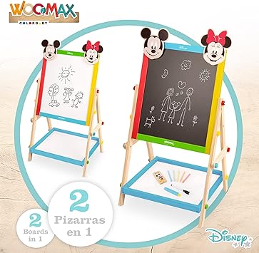 WOOMAX Disney 48739 Mickey and Minnie Wooden White Board For Kids