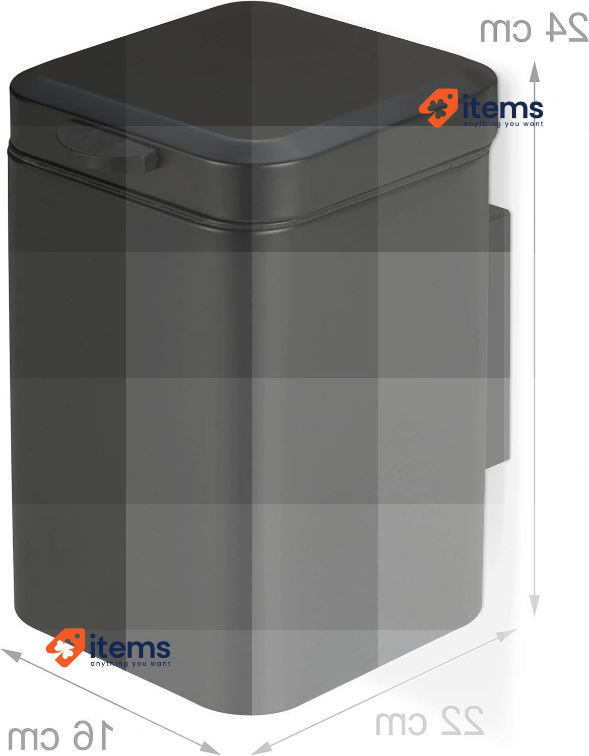 Relaxdays Wall Mounted Bathroom Bin, 3 L, Drop-Down Black, 24 x 16 x 22 cm