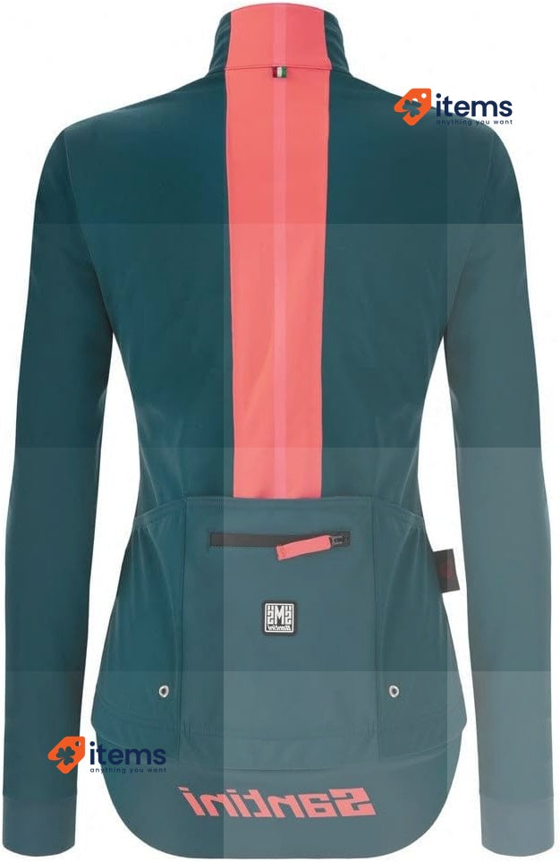 Santini Women's Sport Vega Multi - Winter Jacket Synthetic Unique Large Teal