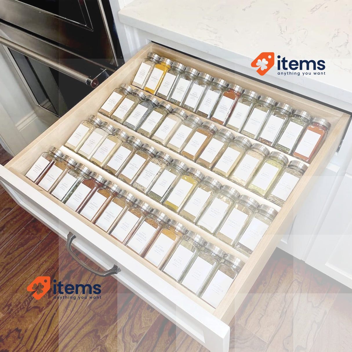 Miukaa Set of 8 Spice Rack Organizers - Transparent Acrylic Expandable 33-66cm