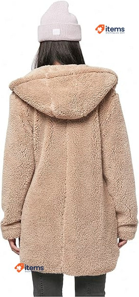 URBAN CLASSICS Women's Sherpa Cardigan Breathable Jacket Size 3XLarge Taupe