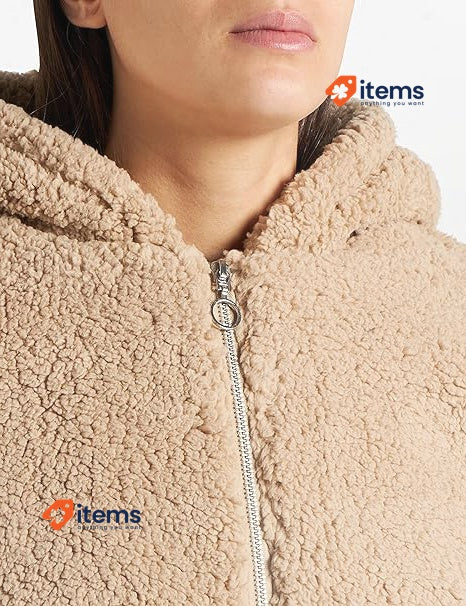 URBAN CLASSICS Women's Sherpa Cardigan Breathable Jacket Size 3XLarge Taupe