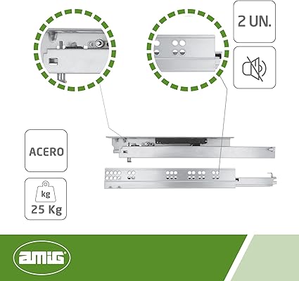 Amig Mod.45 Zinc Plated Steel Sliding Runners Furniture Set of 2