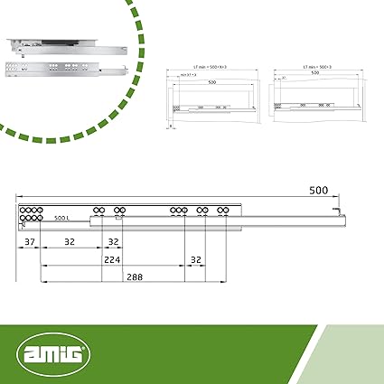 Amig Mod.45 Zinc Plated Steel Sliding Runners Furniture Set of 2