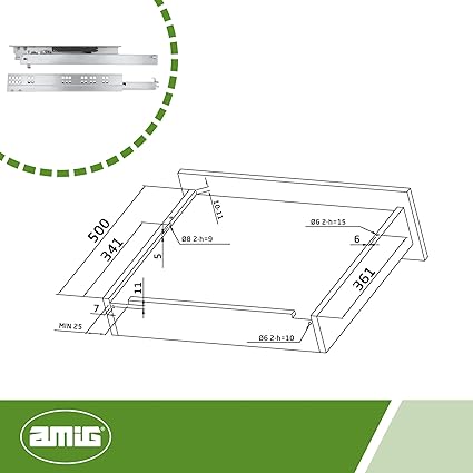 Amig Mod.45 Zinc Plated Steel Sliding Runners Furniture Set of 2