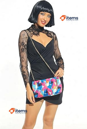 JURLEA Women Clutch Hand Bag Multicolored Silk Wedding Dinner Long Chain S Party