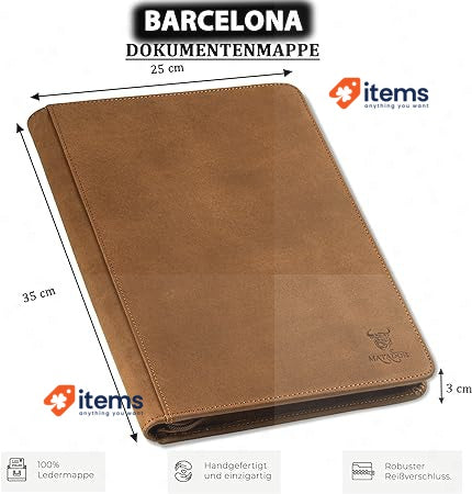 MATADOR Barcelona Men's Document Folder, Genuine Leather, (light Brown) Real