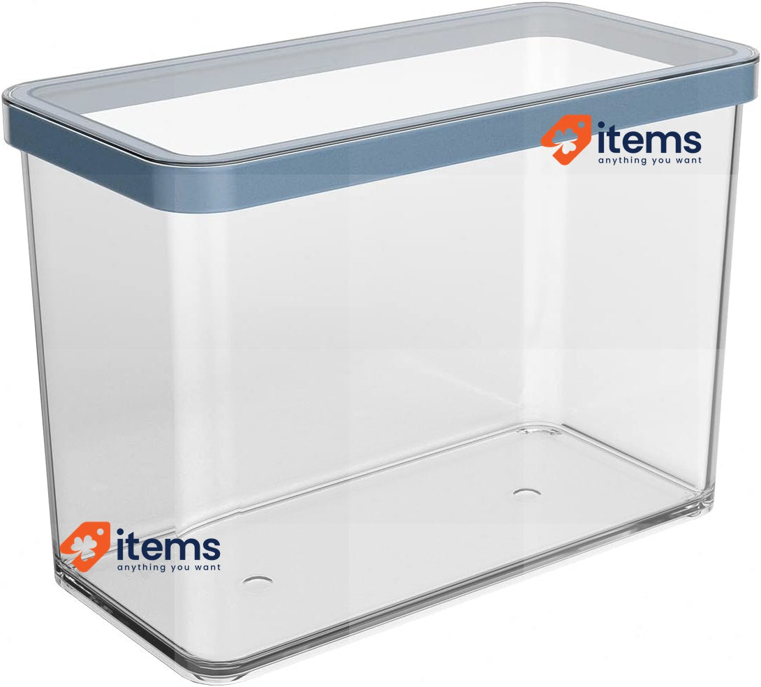 Rotho Loft rectangular storage box 2.1l with lid and seal, Transparent/Blue 20.0