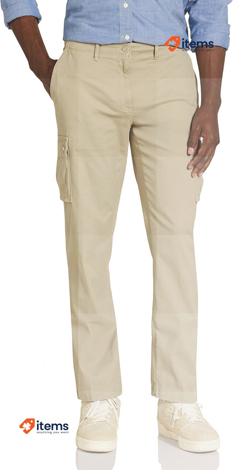 Amazon Essential Men's Straight Fit Stretch Cargo Trouser Khaki, Size 60W / 32L