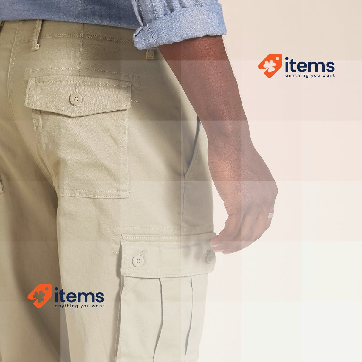 Amazon Essential Men's Straight Fit Stretch Cargo Trouser Khaki, Size 60W / 32L