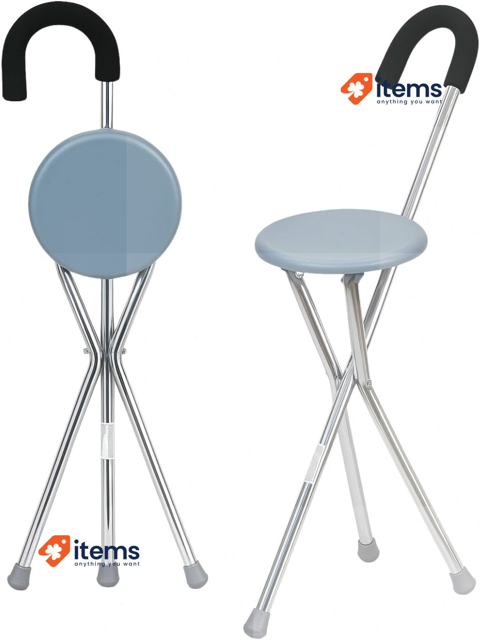 Mobiclinic®, Walking Stick With Seat, Up To 90 Kg, Gloria, European Brand Grey