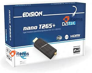 Edision NANO T265+ Terrestrial and Cable HDMI dongle Receiver, Remote Control