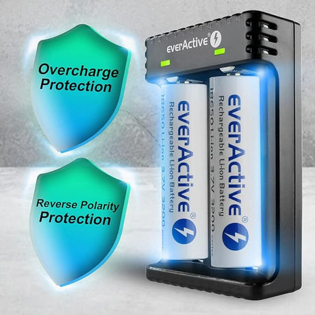 everActive LC-200 Professional Fast Li-ion Battery Charger for 2 Pack of 18650