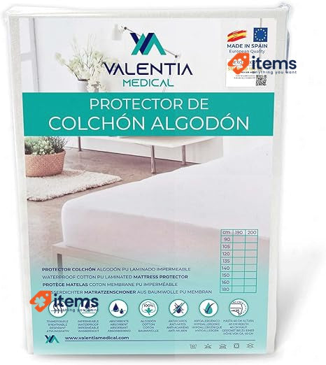 VALENTIA MEDICAL - Protector Colchon 150 Impermeable White 190 200 Mattress Bed