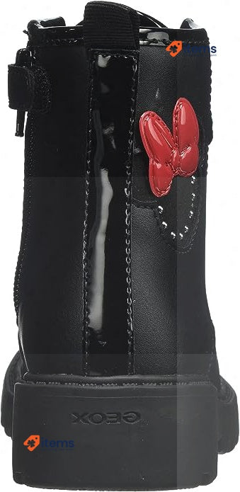 Geox J Casey Girl Ankle Boots in Black with Red Mouse Decoration Geox Girl