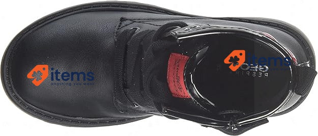 Geox J Casey Girl Ankle Boots in Black with Red Mouse Decoration Geox Girl