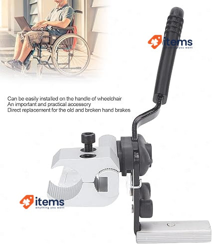 FASJ Wheelchair Brakes, Aluminum Side Mount Wheel Lock Black Right Sensitive