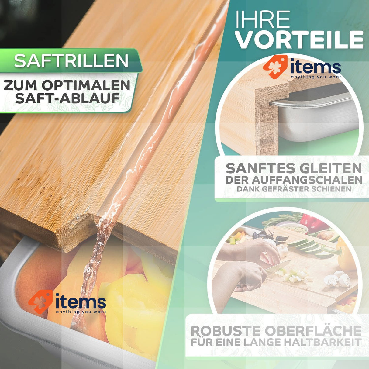 SIDORENKO Loco Bird Premium Chopping Board with Collecting Trays