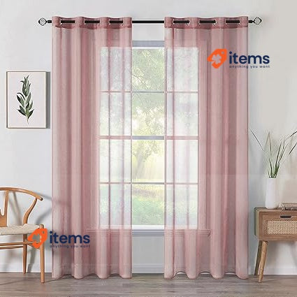 MIULEE 2 Panels Sheer Window Curtains Elegant Window 55"Wx96"L Dark Pink