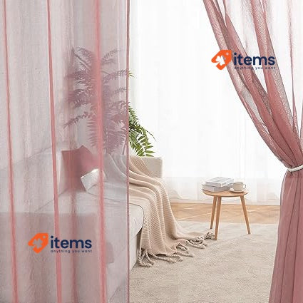 MIULEE 2 Panels Sheer Window Curtains Elegant Window 55"Wx96"L Dark Pink