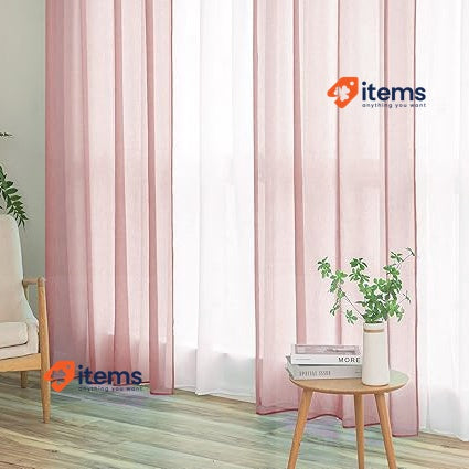 MIULEE 2 Panels Sheer Window Curtains Elegant Window 55"Wx96"L Dark Pink