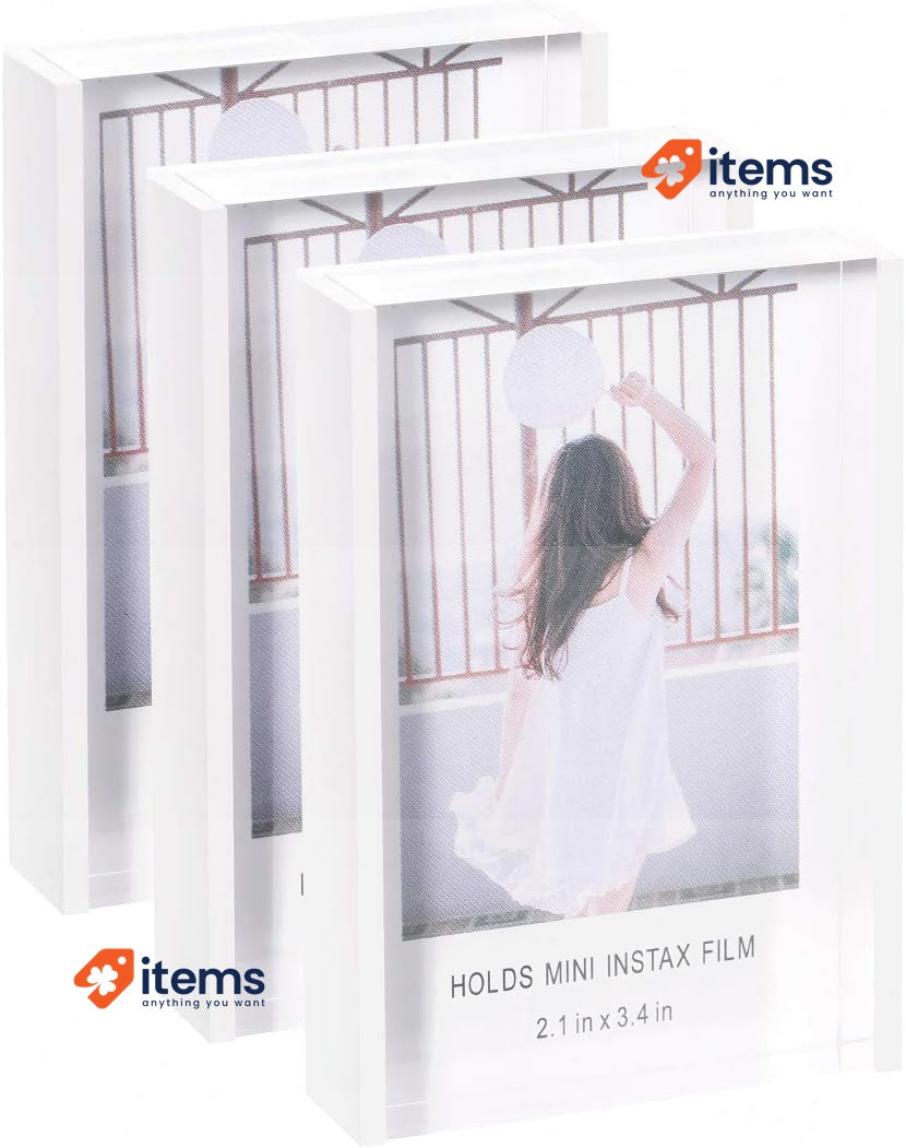 Janaden Acrylic Picture Frame for 2 x 3 Inch Instax Mini Photos (Pack of 3)