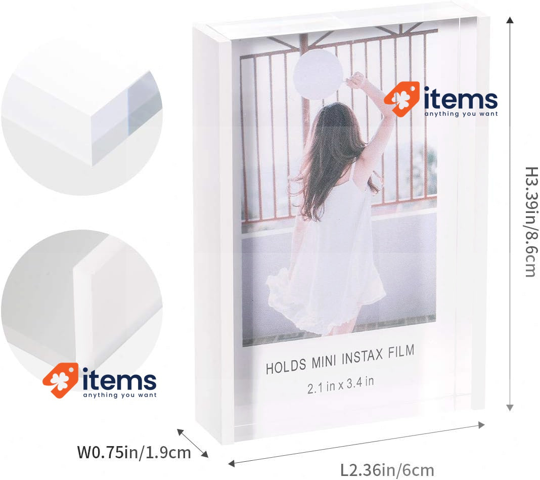 Janaden Acrylic Picture Frame for 2 x 3 Inch Instax Mini Photos (Pack of 3)