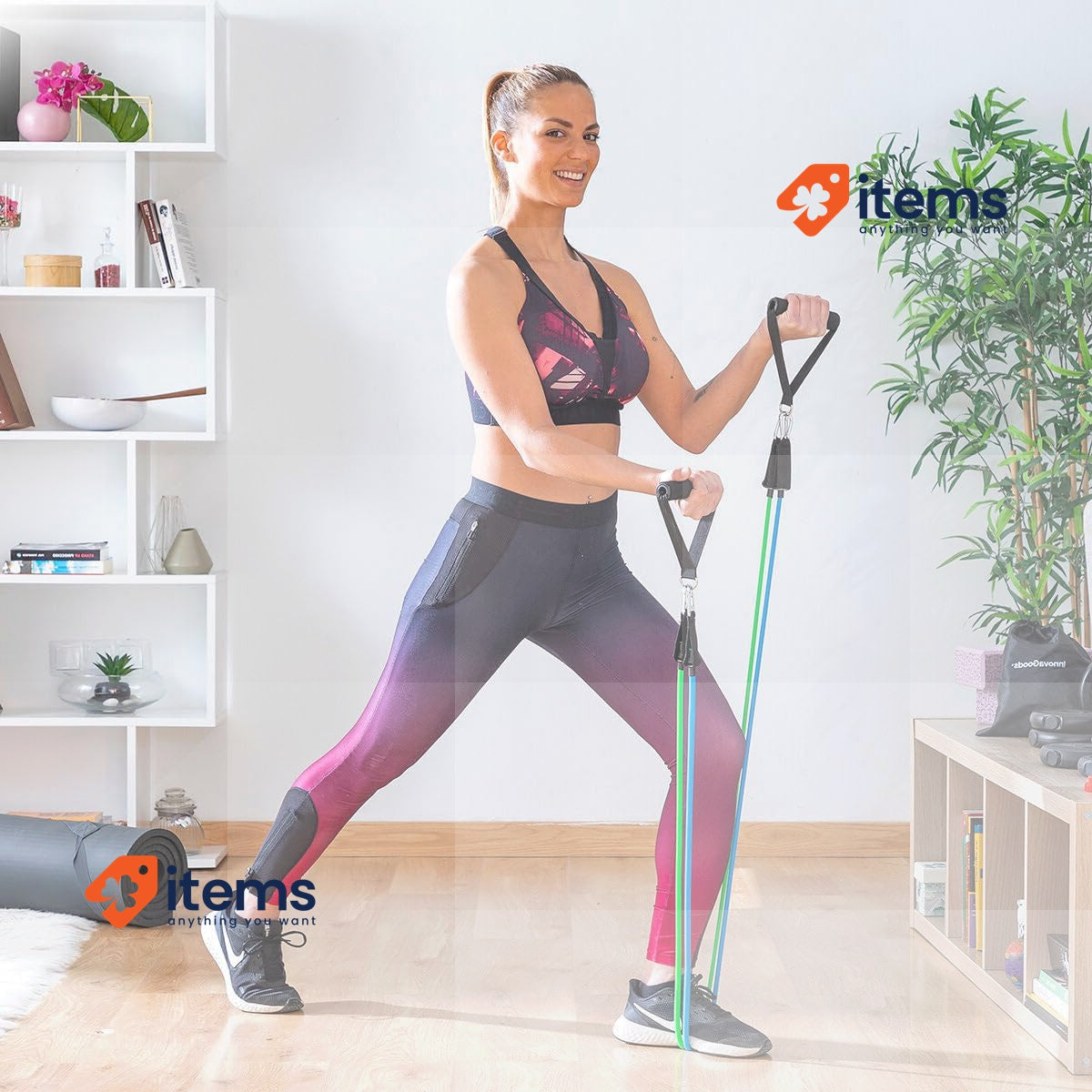 Innovagoods - Set Of 3 Adjustable Resistance Bands, Multifunction Fitness Guide