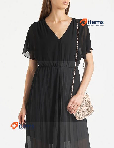 NAF Women s Lalao Casual Chic Casual V- Neck Dress, Black, Size 10UK, 38EU, 40FR