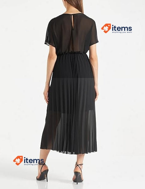 NAF Women s Lalao Casual Chic Casual V- Neck Dress, Black, Size 10UK, 38EU, 40FR