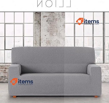 Eysa Llion Sofa Cover, Lycra, Grey, for 3-Seater Sofa / Couch - Slip Covers