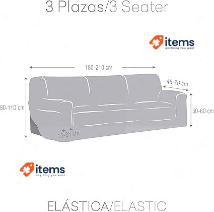 Eysa Llion Sofa Cover, Lycra, Grey, for 3-Seater Sofa / Couch - Slip Covers