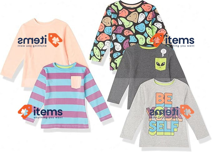 Amazon Essentials Boys' Long - Sleeve T Shirts Discontinued Colours, Multipacks