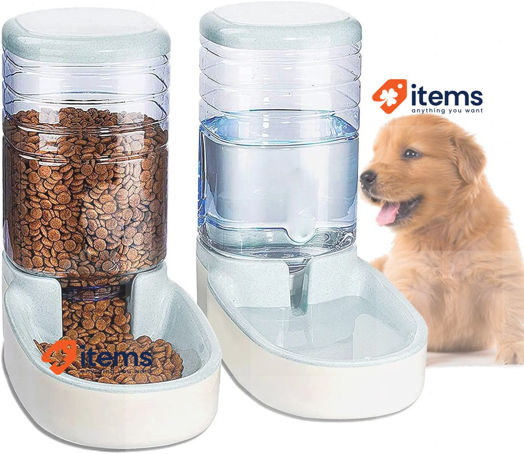Edipets Automatic Cat Dog Feeder 2 Units 3.8L Pet Food and Water Dispenser Grey