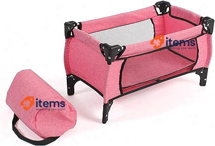Bayer Chic 2000 653-57 Deluxe Travel Cot for Baby, Doll's Bed, Pink Jeans