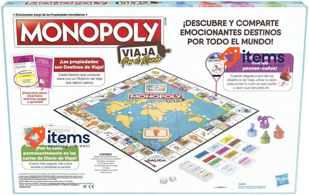 Hasbro JUEGOS Monopoly VIAJAR POR EL Mundo OS Modern Manufacture +8 AÑOS