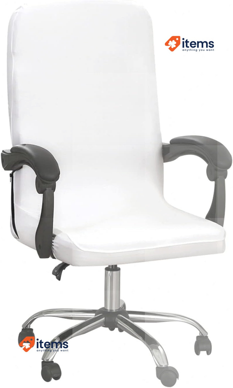 Jaotto Office Chair Seat Spandex Cover Washable Computer Armrests Chairs White