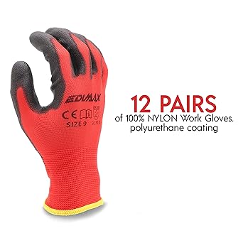 EDIMAX, Gloves Work, High Resistance to Armrest and Degar Level 3 Red/Black