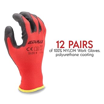 EDIMAX, Gloves Work, High Resistance to Armrest and Degar Level 3 Red/Black