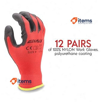 EDIMAX, Gloves Work, High Resistance To Armrest And Degar Level 3 Red/Black 12