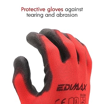 EDIMAX, Gloves Work, High Resistance to Armrest and Degar Level 3 Red/Black