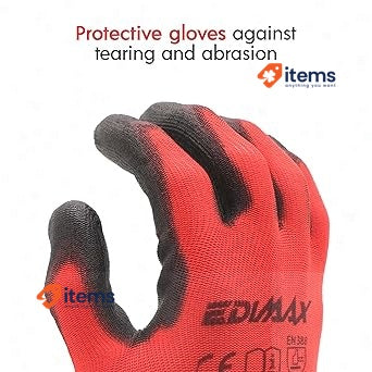 EDIMAX, Gloves Work, High Resistance To Armrest And Degar Level 3 Red/Black 12